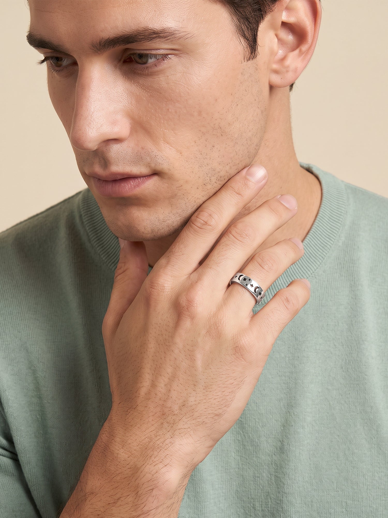 IXIA by GIVA Night Owl Rhodium Plated Ring For Men (Size 19)