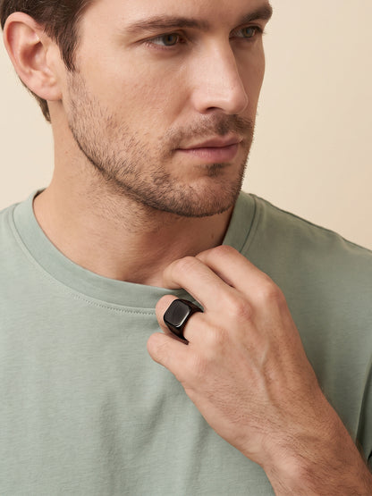 IXIA by GIVA Millenial Coded Black Rhodium Ring For Men (Size 20)