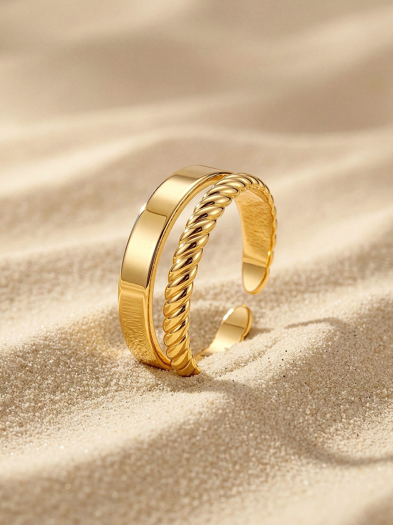 Faux Gold Plated Stack Ring (Size 14)