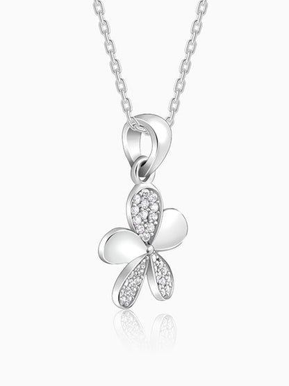Silver Flower Pendant With Link Chain