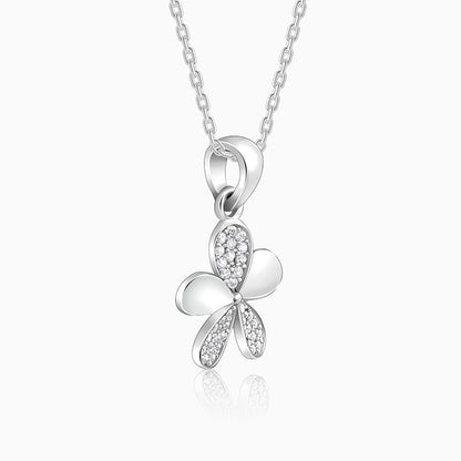 Silver Flower Pendant With Link Chain