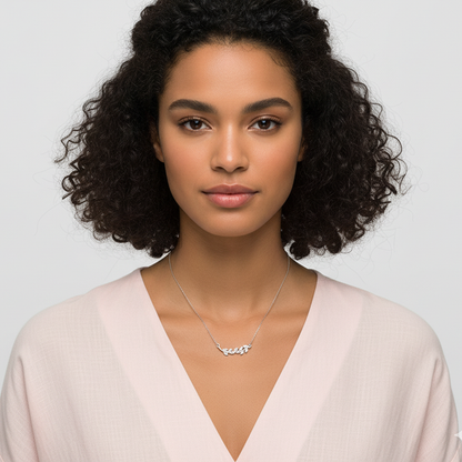 Anushka Sharma Silver Leaf Necklace