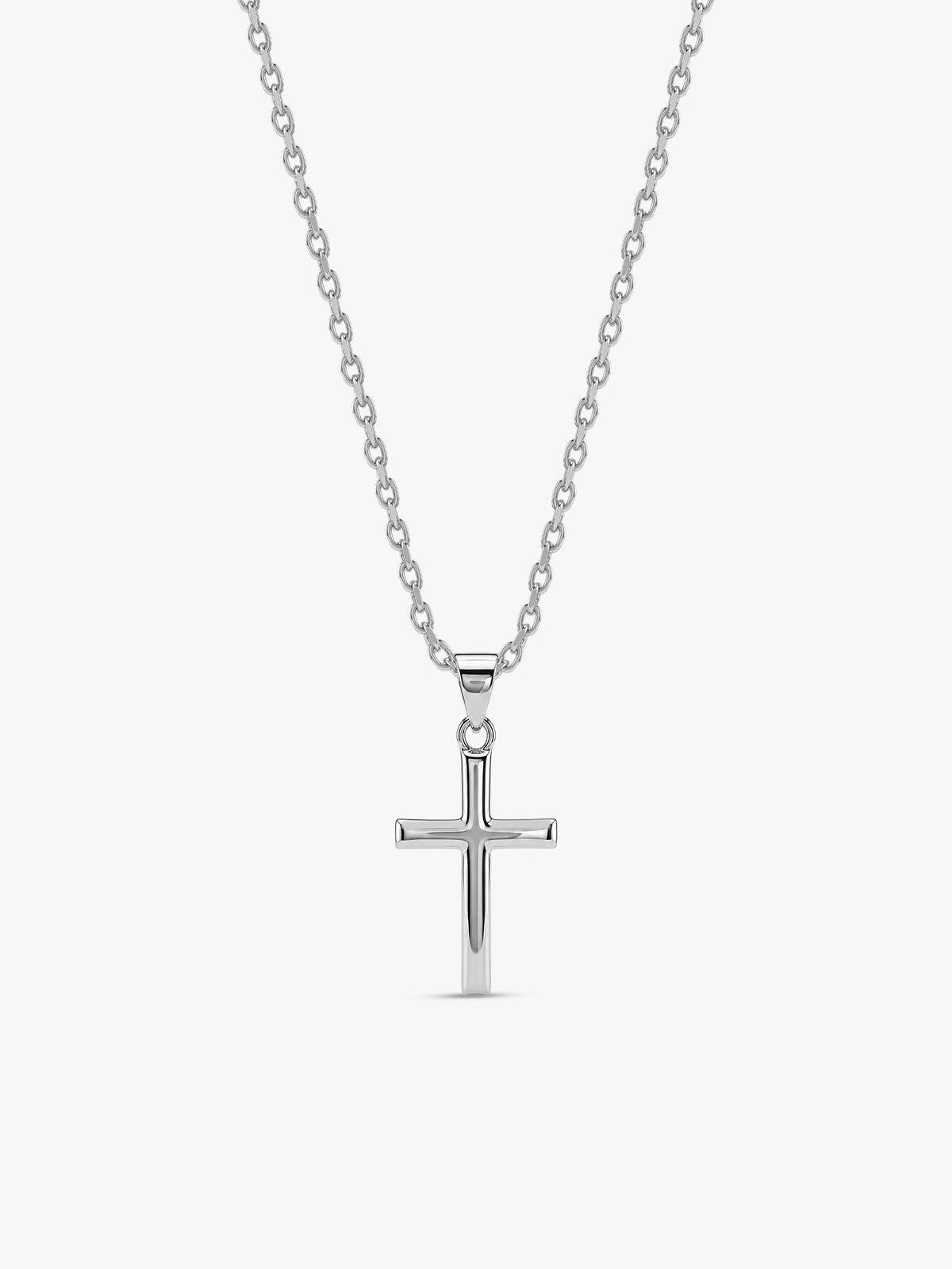 Silver Blessed Holy Cross Pendant with Link Chain