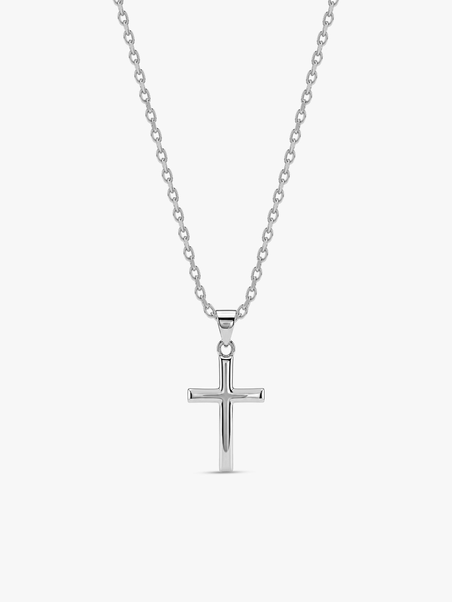 Silver Blessed Holy Cross Pendant with Link Chain