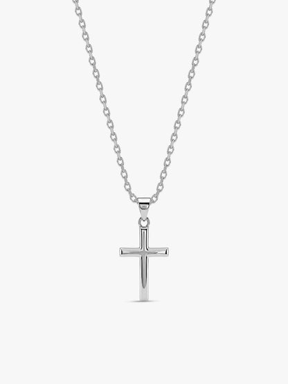 Silver Blessed Holy Cross Pendant with Link Chain