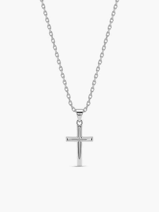 Silver Blessed Holy Cross Pendant with Link Chain