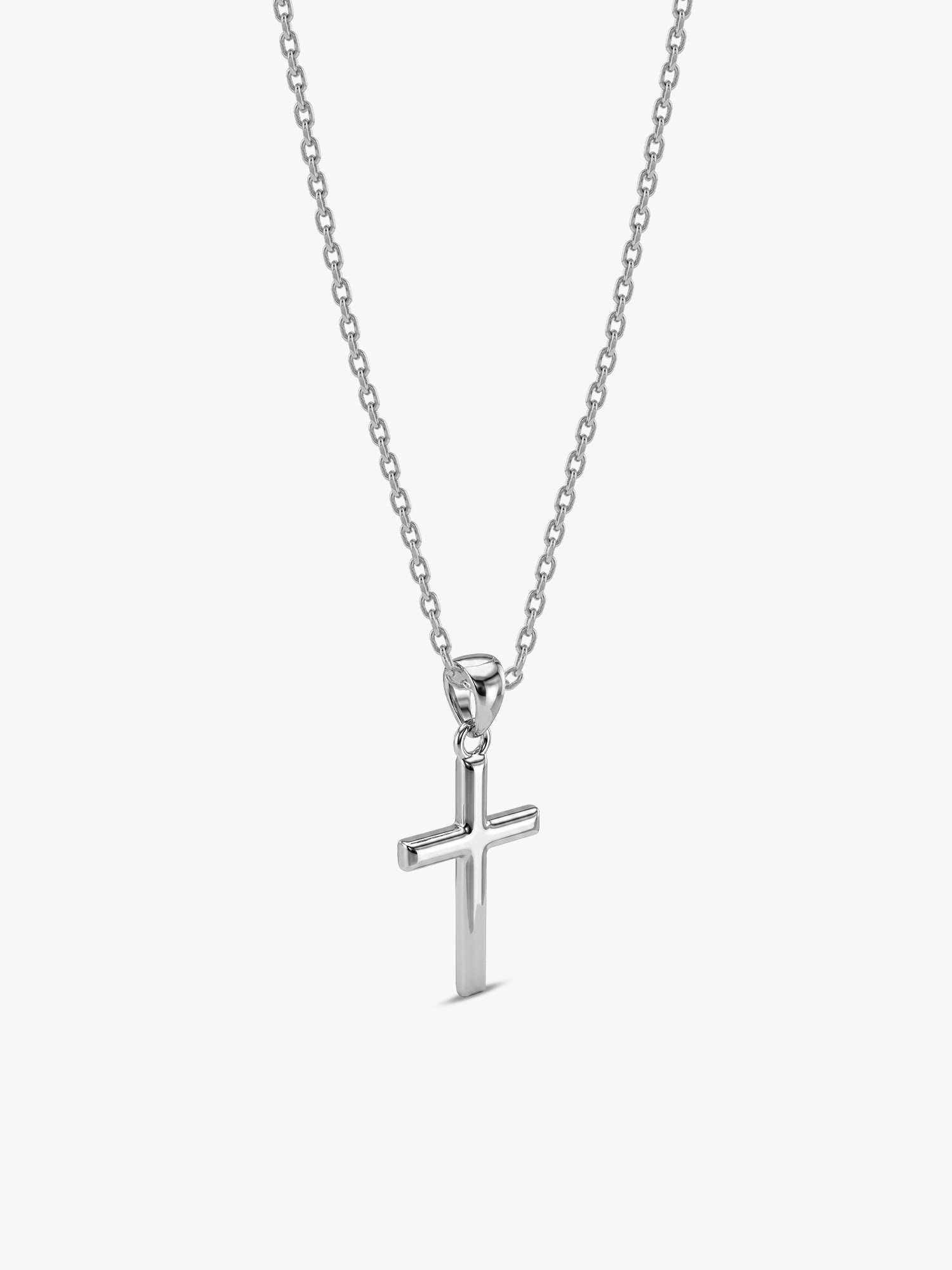 Silver Blessed Holy Cross Pendant with Link Chain