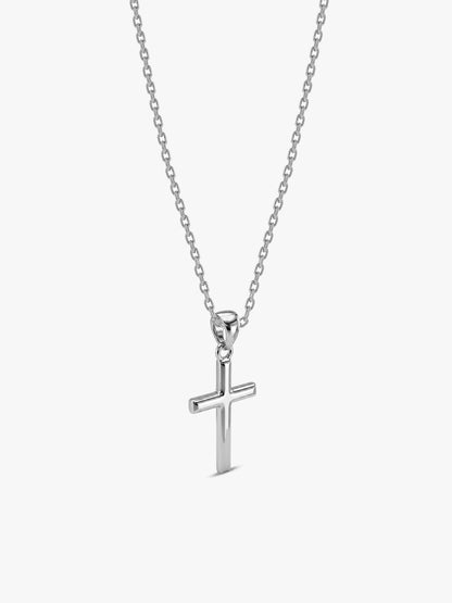 Silver Blessed Holy Cross Pendant with Link Chain