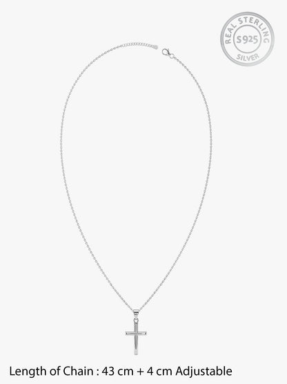 Silver Blessed Holy Cross Pendant with Link Chain