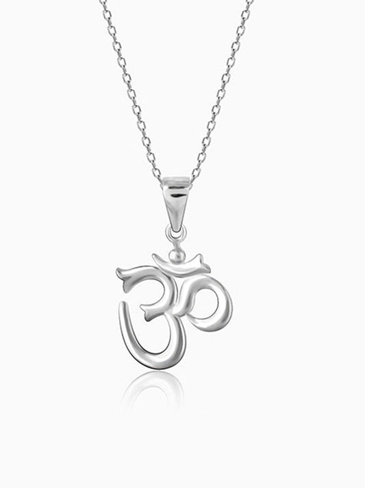 Silver Om Pendant with Link Chain