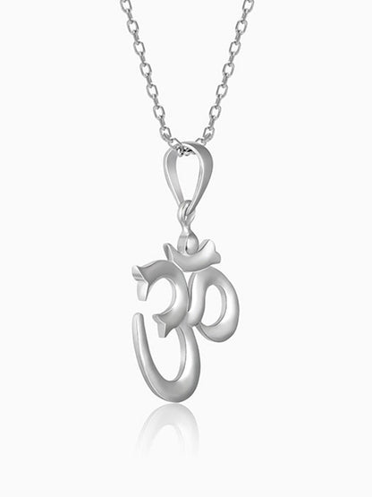 Silver Om Pendant with Link Chain