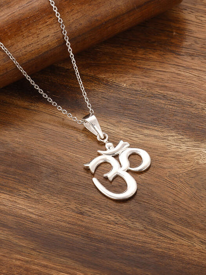 Silver Om Pendant with Link Chain