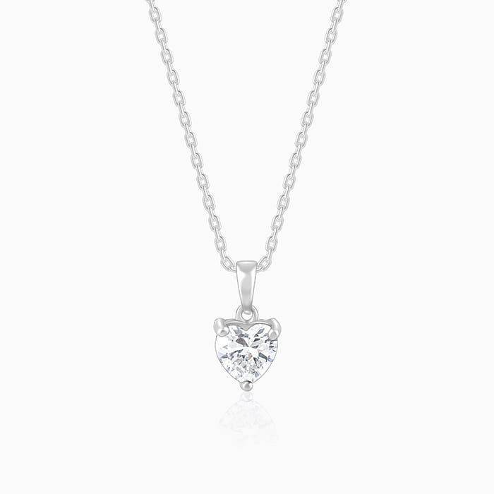 Anushka Sharma Silver Solitaire Heart Pendant with Link Chain - Image 1