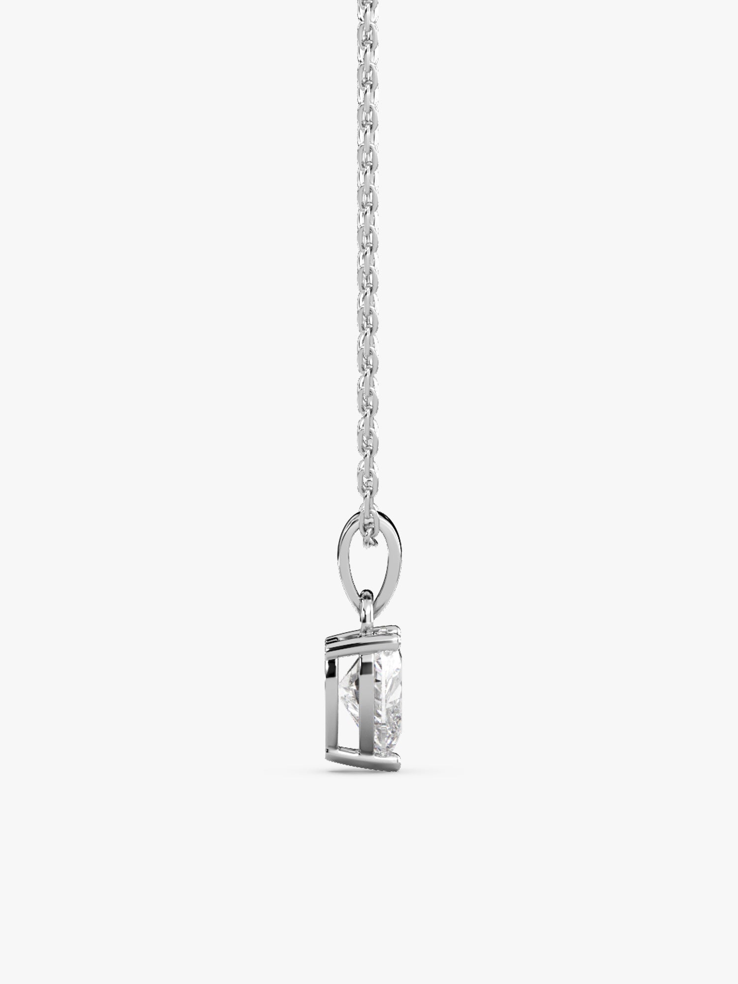 Silver Solitaire Heart  Pendant with Link Chain