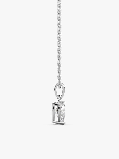 Silver Solitaire Heart  Pendant with Link Chain