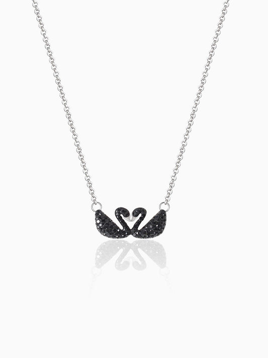 Silver Black Swan Necklace
