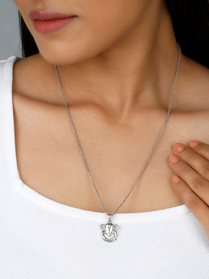 Silver Ganesha Pendant with Link Chain