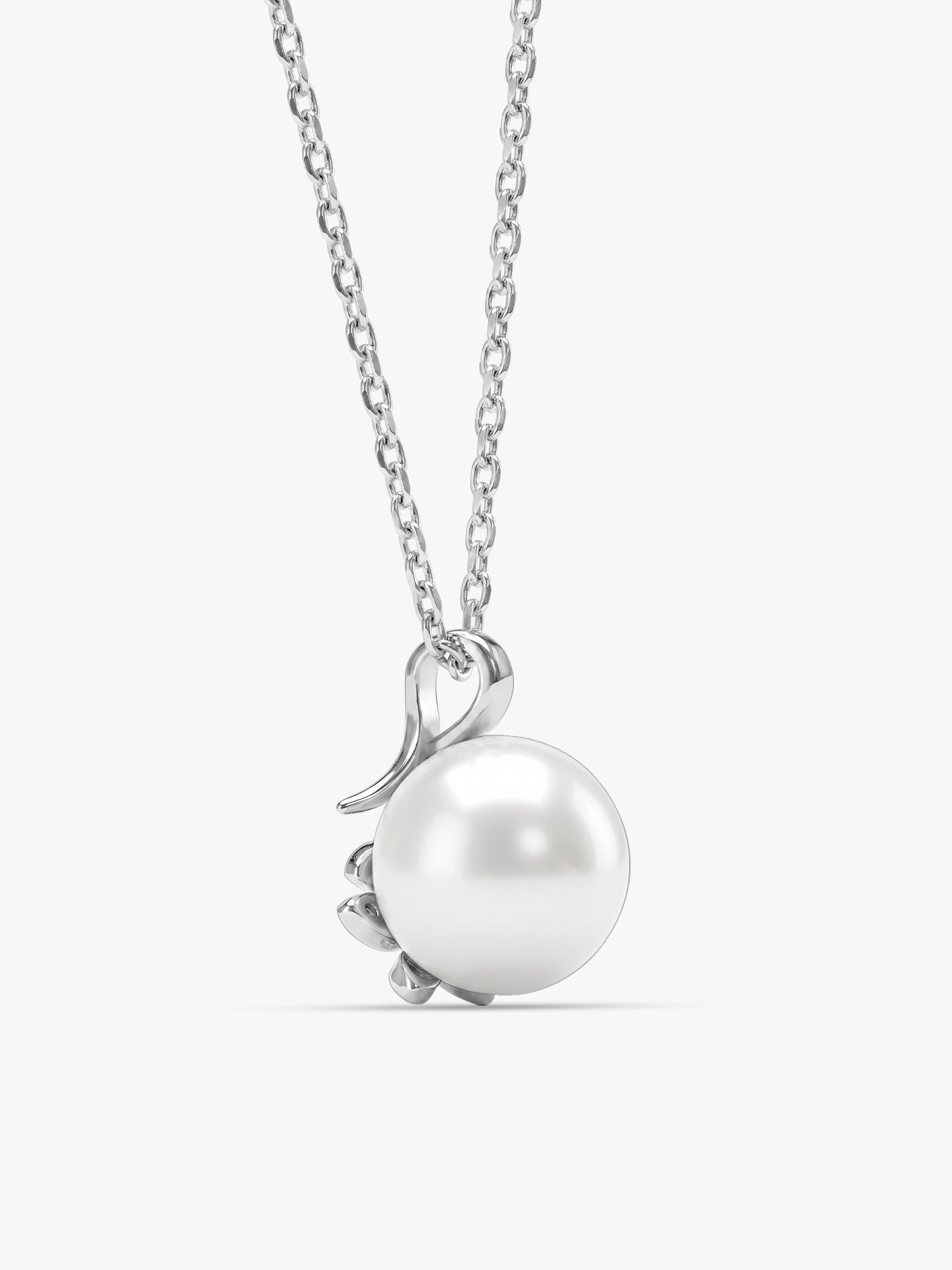 Silver Soul Pearl Pendant With Link Chain