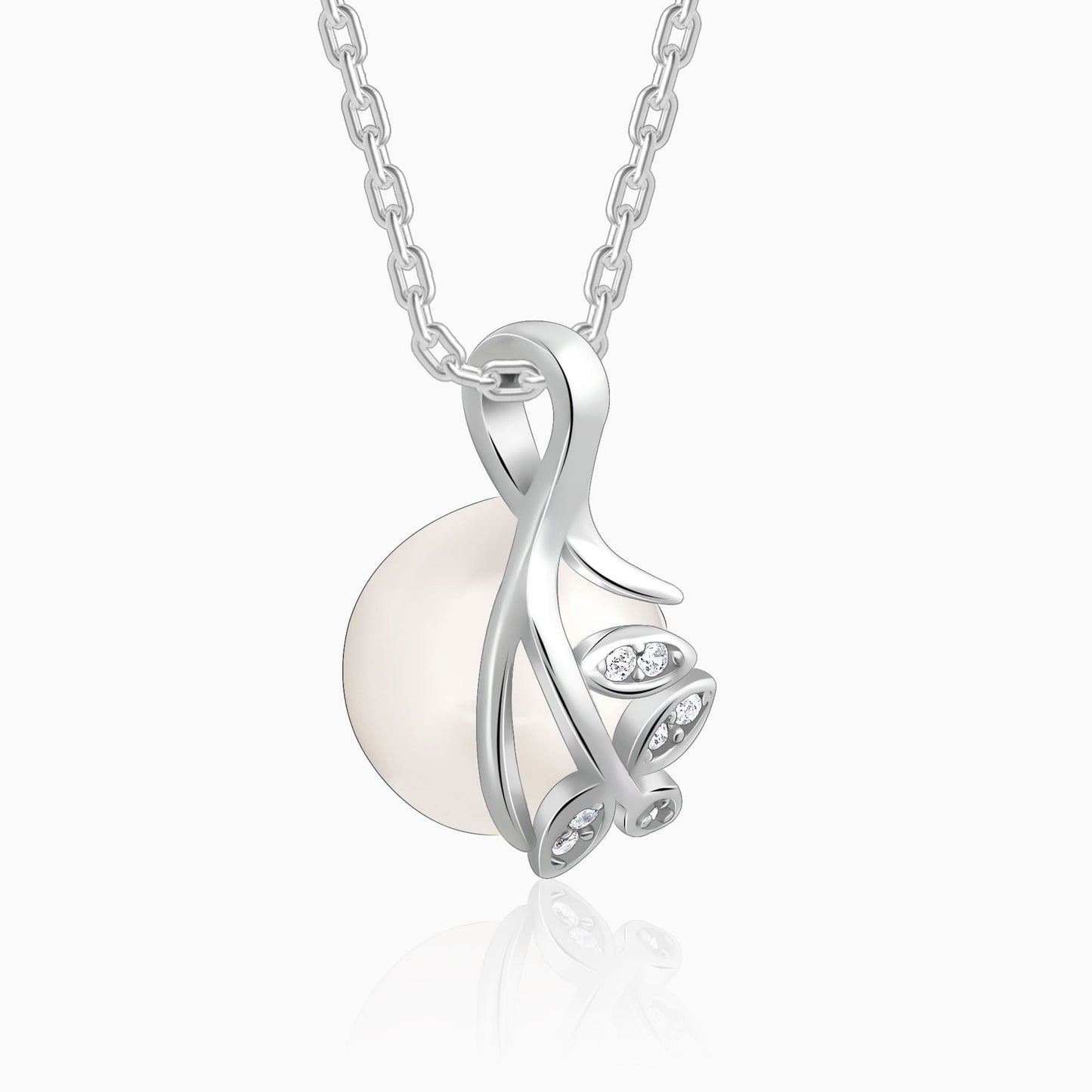 Silver Soul Pearl Pendant With Link Chain