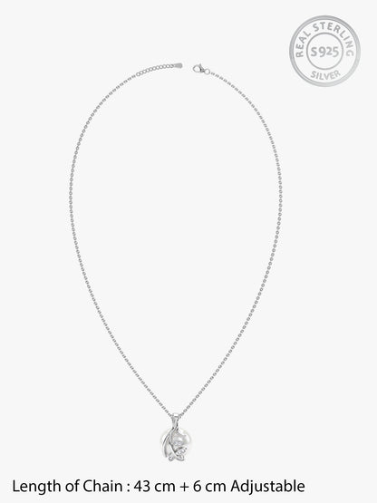 Silver Soul Pearl Pendant With Link Chain