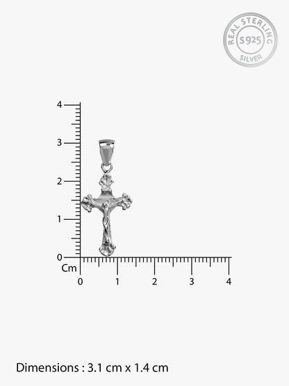Silver Striped Cross Pendant with Box Chain For Him