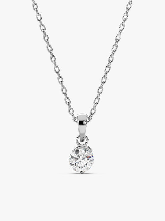 Silver Mini Solitaire Pendant with Link Chain