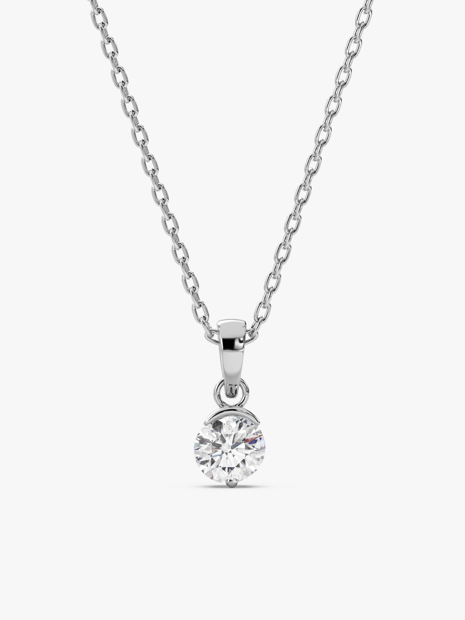 Silver Mini Solitaire Pendant with Link Chain