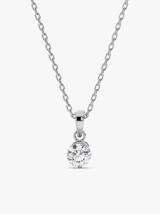 Silver Mini Solitaire Pendant with Link Chain