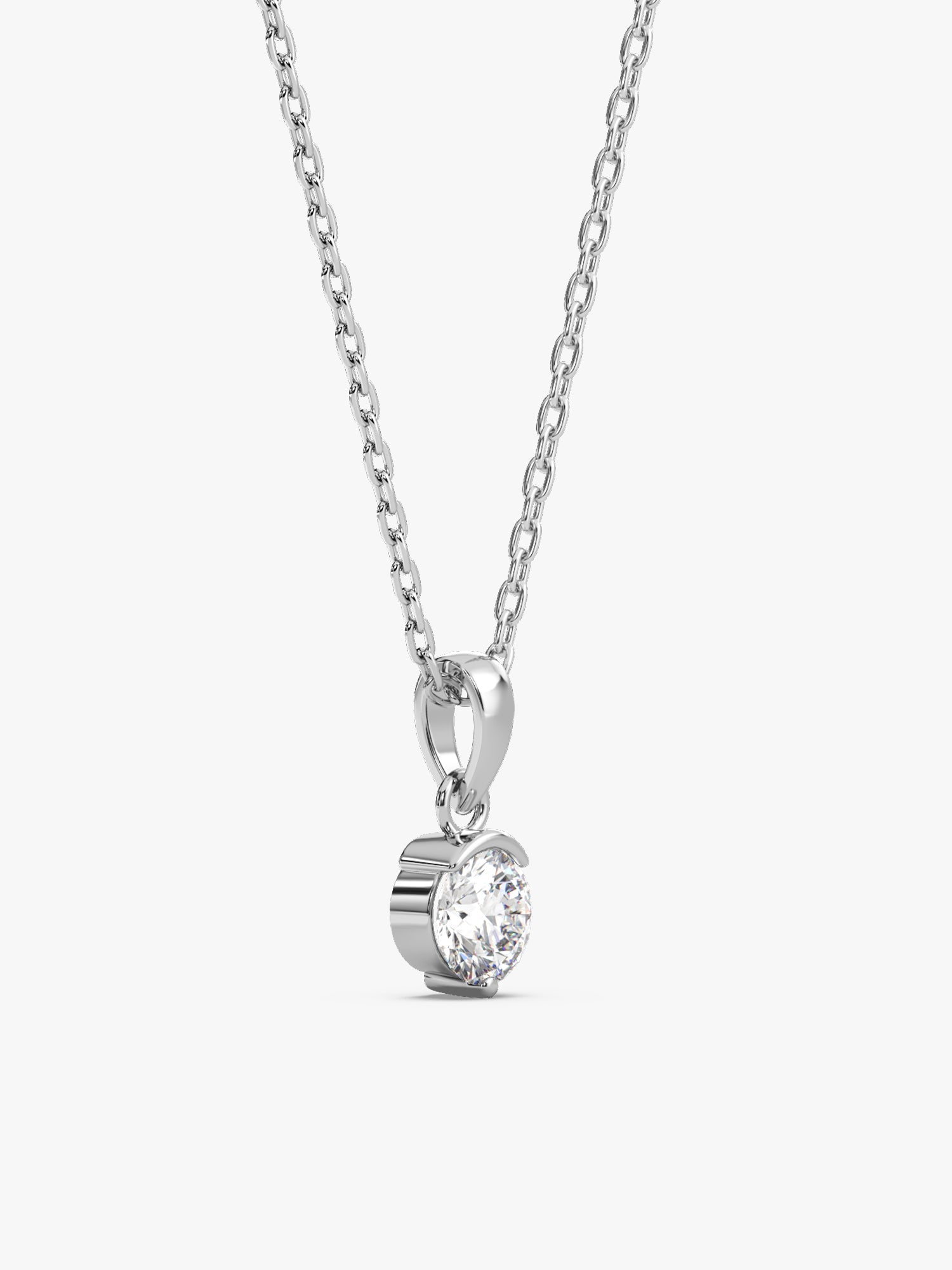 Silver Mini Solitaire Pendant with Link Chain