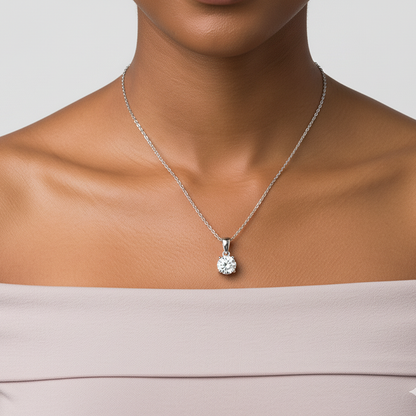 Silver Mini Solitaire Pendant with Link Chain