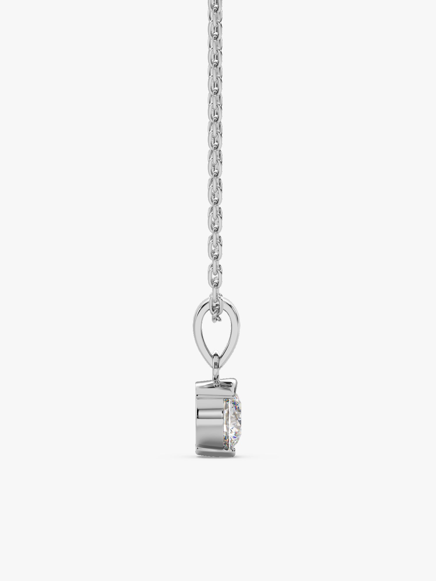 Silver Mini Solitaire Pendant with Link Chain