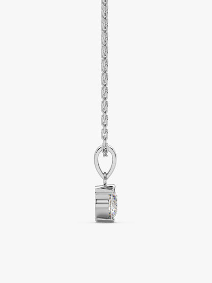 Silver Mini Solitaire Pendant with Link Chain