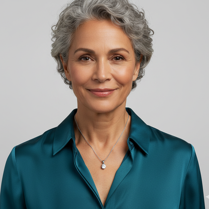 Silver Mini Solitaire Pendant with Link Chain