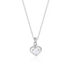 Silver Zircon Dual Heart Pendant with Link Chain
