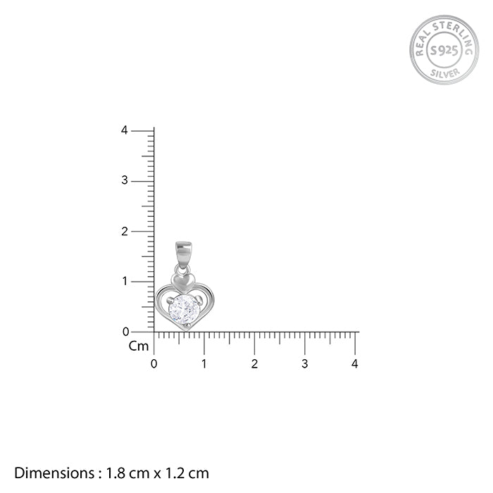 Silver Zircon Dual Heart Pendant with Link Chain - view 5