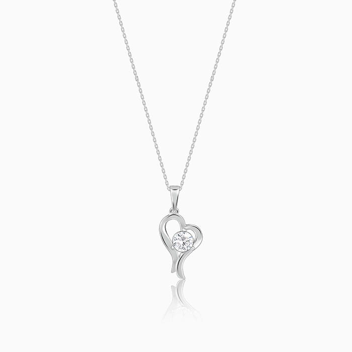 Anushka Sharma Silver Zircon Curl Heart Necklace with Link Chain - Image 1