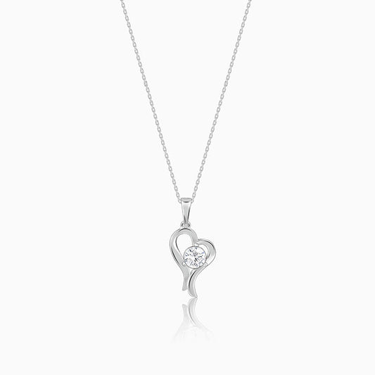 Anushka Sharma Silver Zircon Curl Heart Necklace with Link Chain
