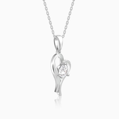 Anushka Sharma Silver Zircon Curl Heart Necklace with Link Chain