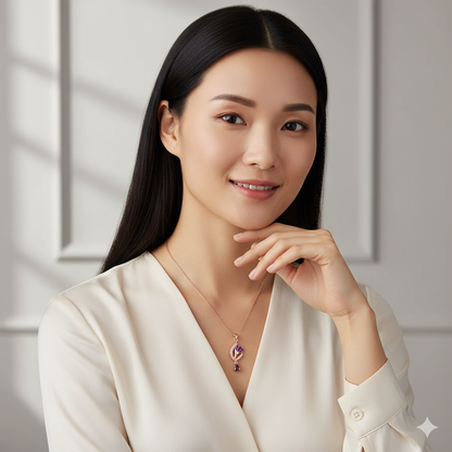 Rose Gold Flowing Crocus Pendant with Link Chain