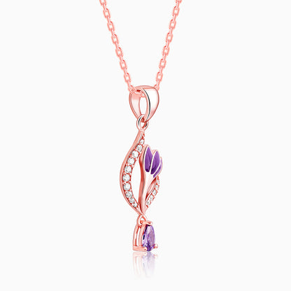 Rose Gold Flowing Crocus Pendant with Link Chain