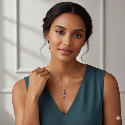 Rose Gold Flowing Crocus Pendant with Link Chain