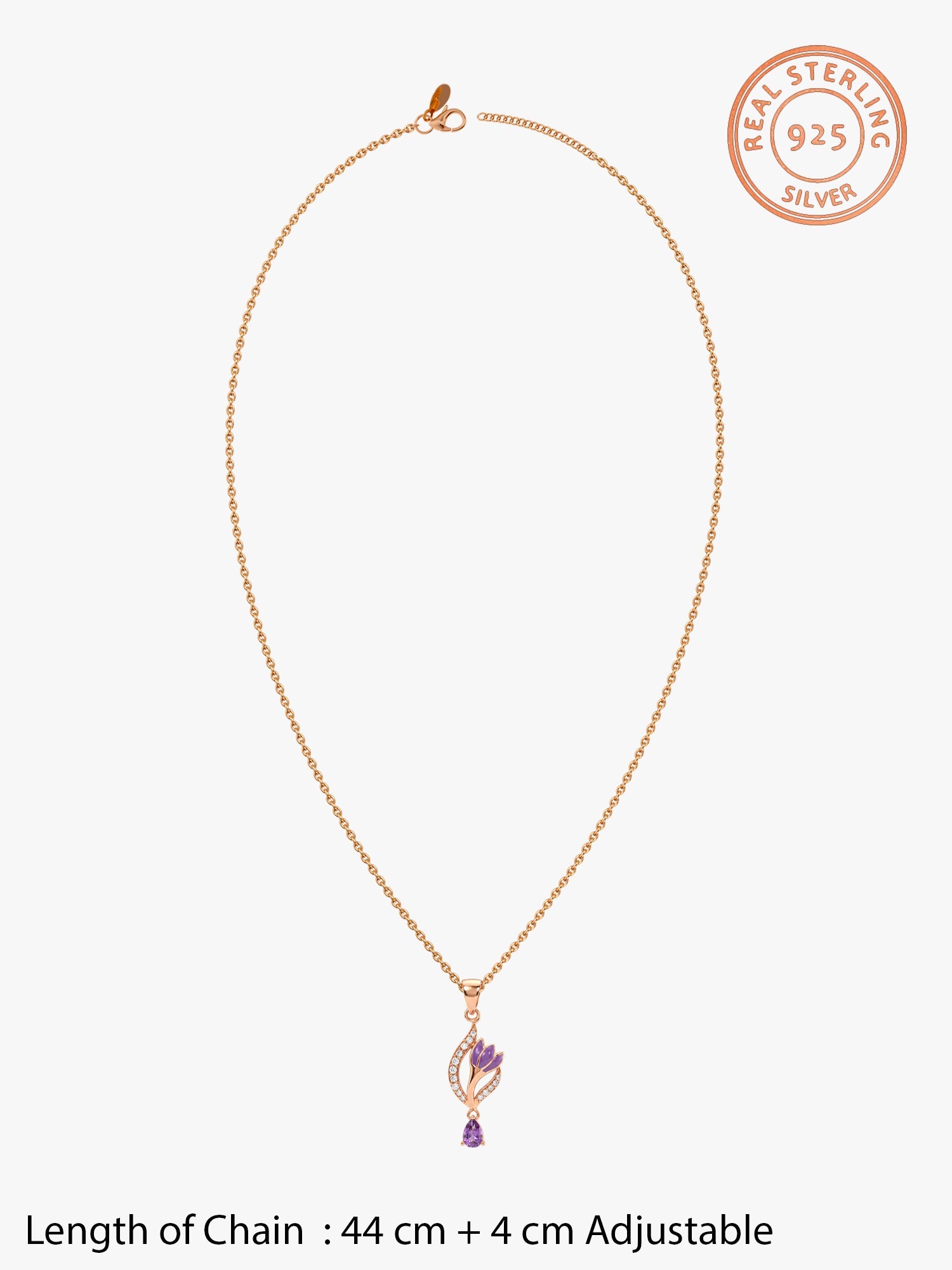 Rose Gold Flowing Crocus Pendant with Link Chain