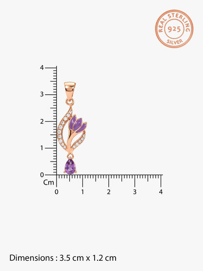 Rose Gold Flowing Crocus Pendant with Link Chain