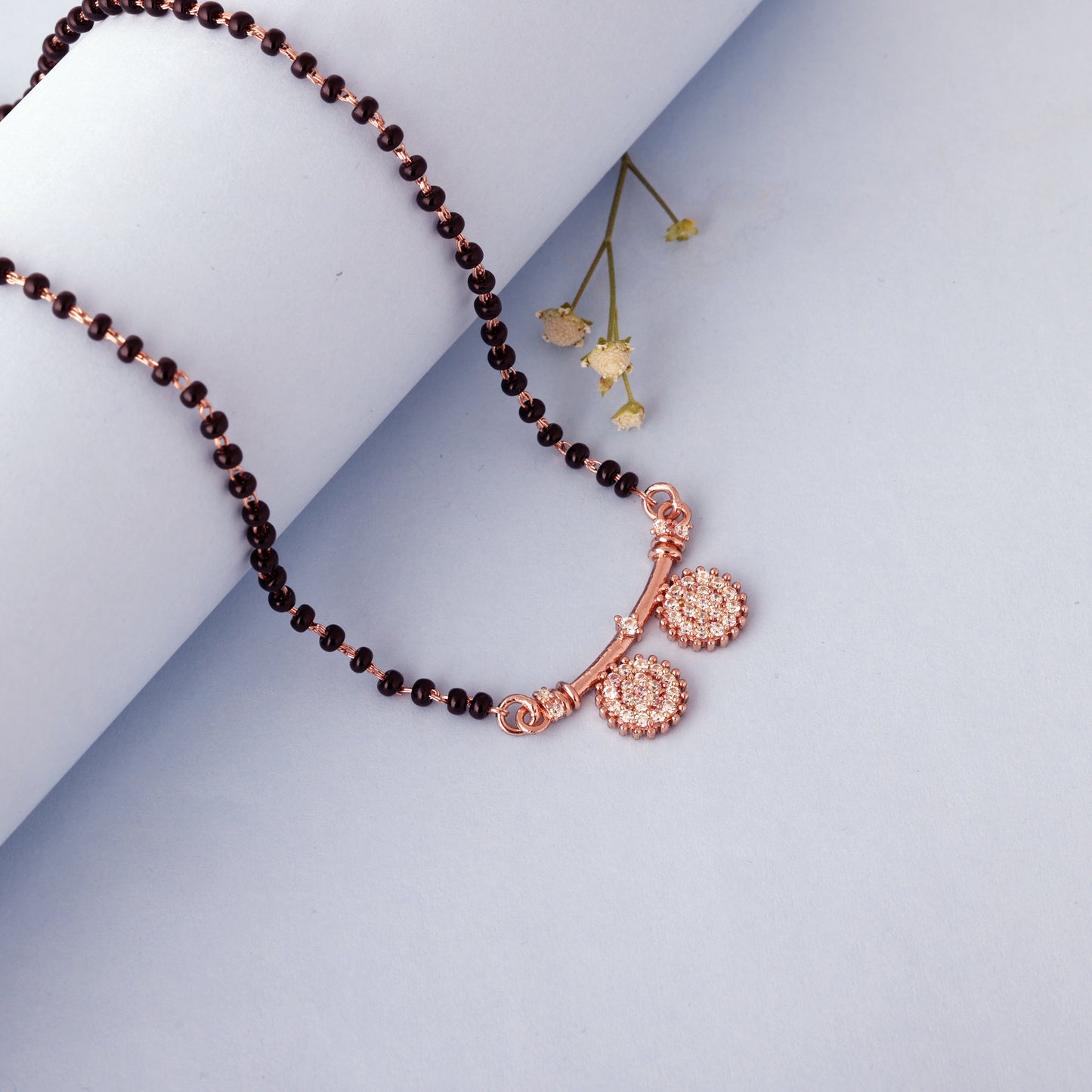 Rose Gold Zircon Traditional Mangalsutra