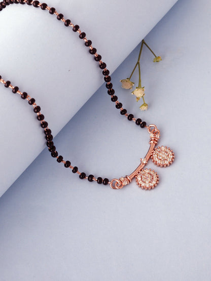 Rose Gold Zircon Traditional Mangalsutra
