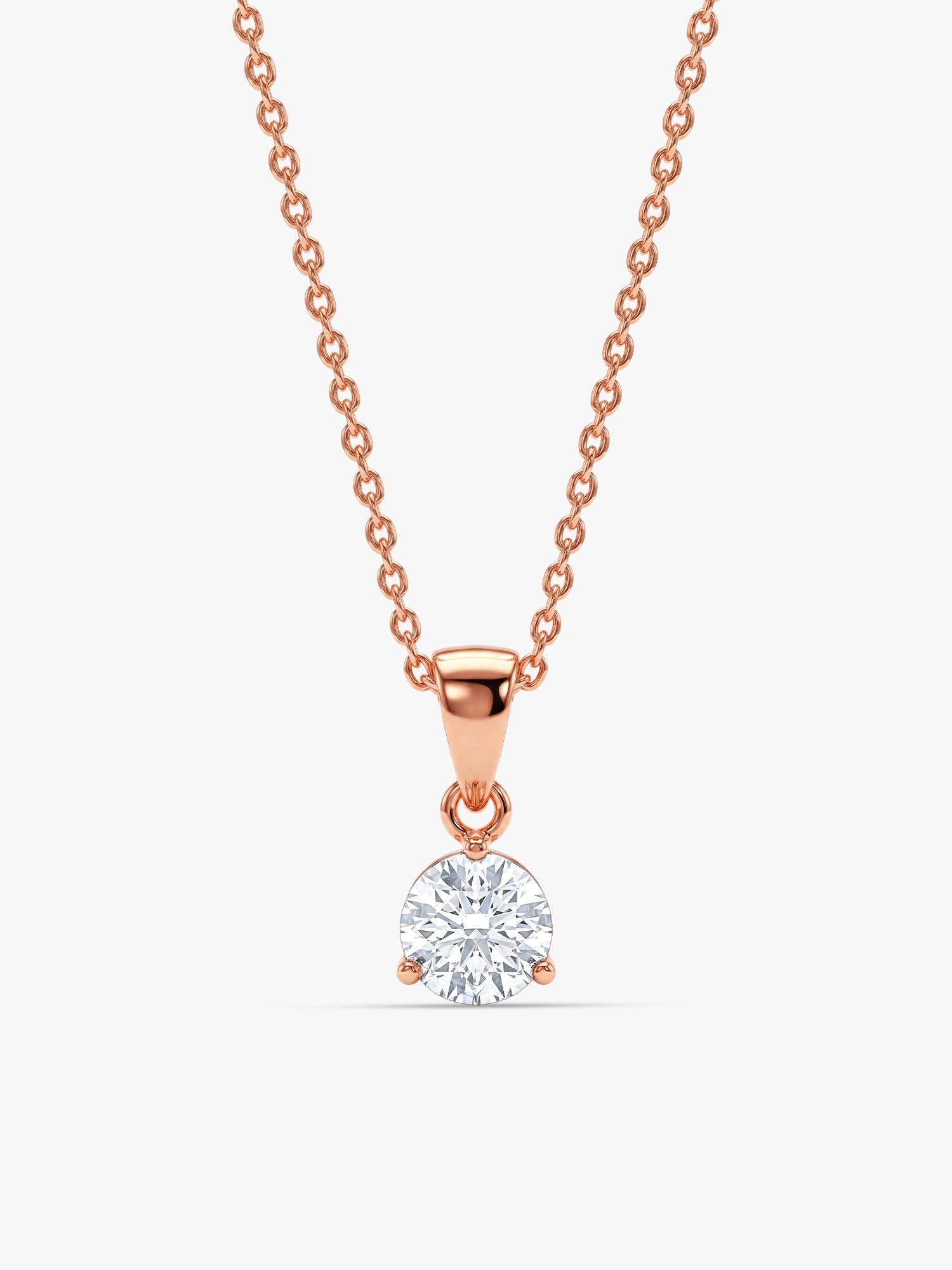 Rose Gold Classic Zircon Pendant with Link Chain