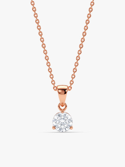 Rose Gold Classic Zircon Pendant with Link Chain