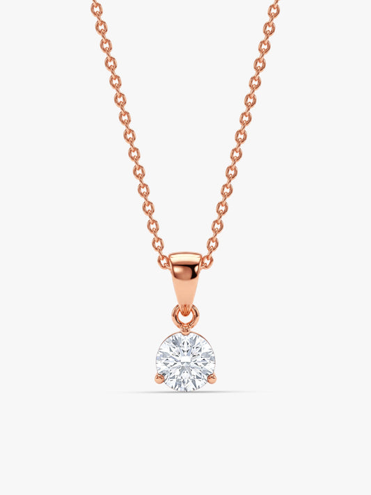 Rose Gold Classic Zircon Pendant with Link Chain