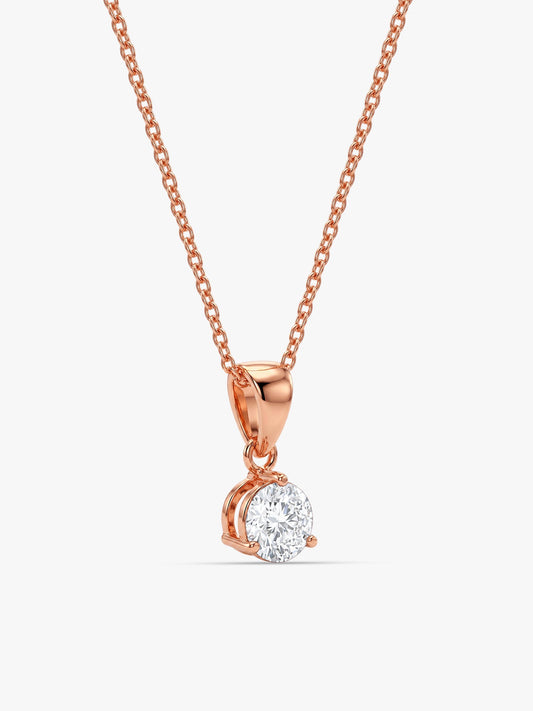Rose Gold Classic Zircon Pendant with Link Chain