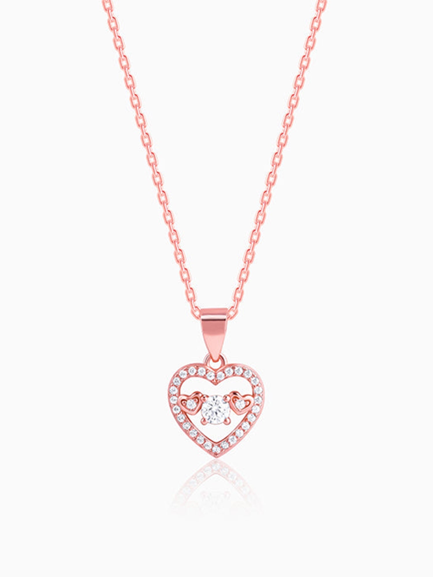 Rose Gold Love Heart Pendant with Link Chain